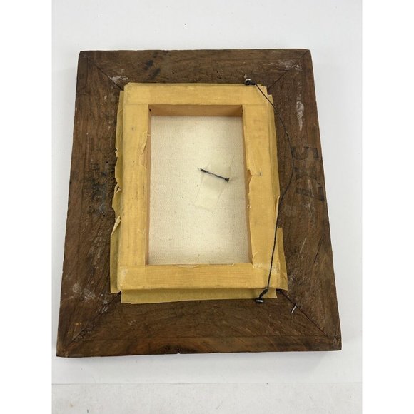 TEXAS ARTIST M. VERMILLION SIGNED OIL LANDSCAPE PAINTING-CABIN YELLOW SKY TREES - Picture 13 of 14